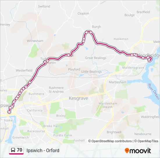 70 Bus Line Map