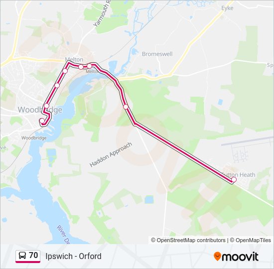 70 Bus Line Map