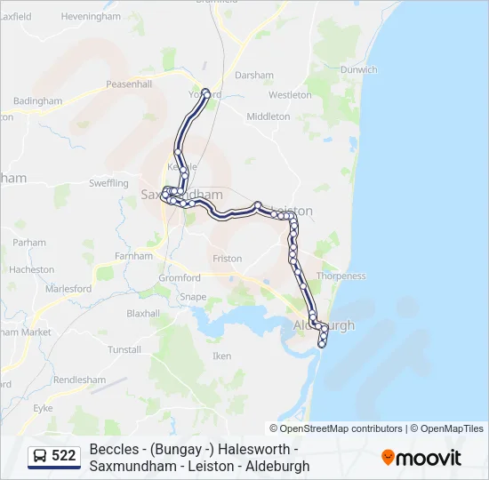 522 Bus Line Map