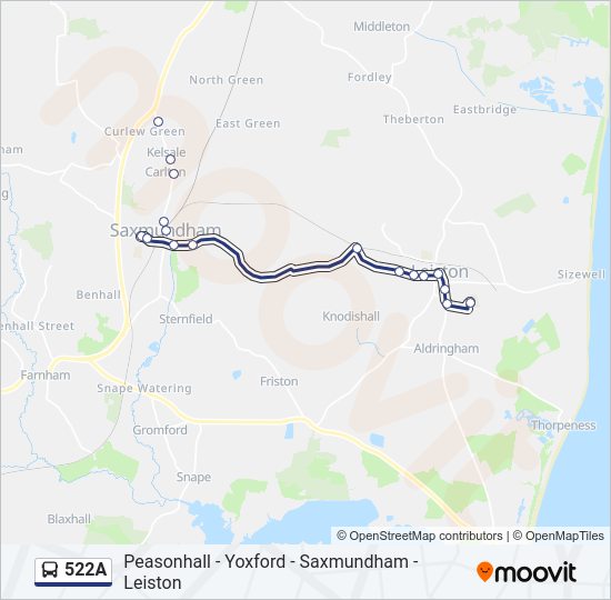 522A Bus Line Map