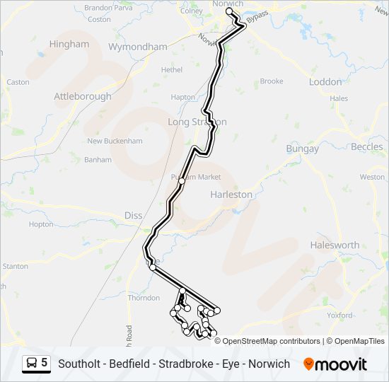 5 Bus Line Map