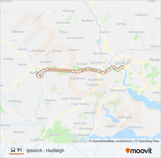 91 bus Line Map