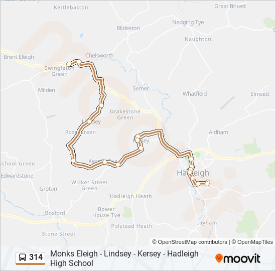 314 bus Line Map