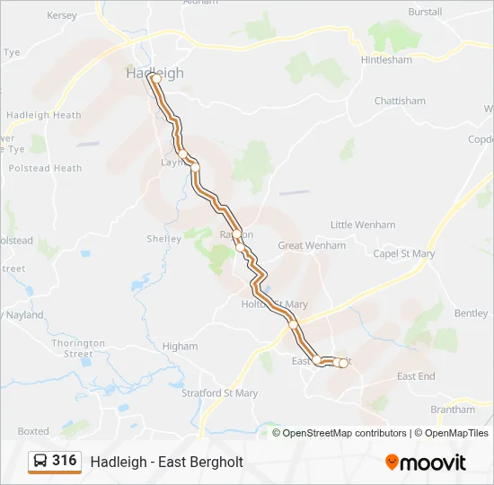 316 Route: Schedules, Stops & Maps - Hadleigh (Updated)