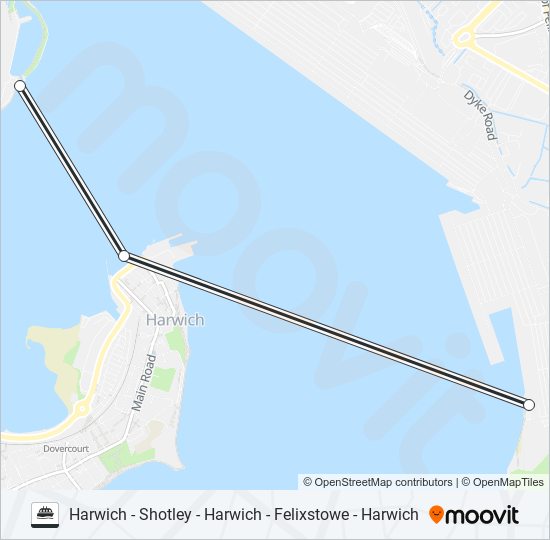 HARWICH HARBOUR FOOT FERRY  Line Map