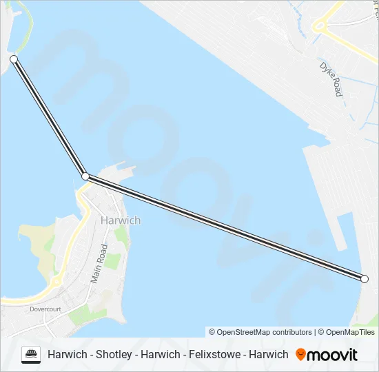 HARWICH HARBOUR FOOT FERRY Ferry Line Map