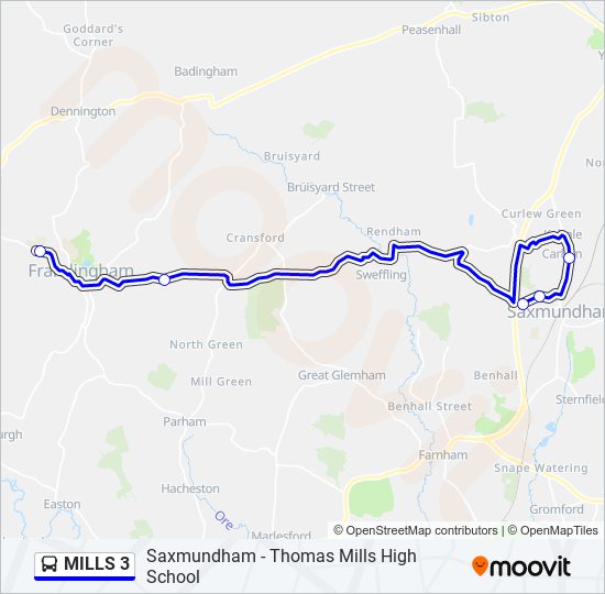 MILLS 3 bus Line Map