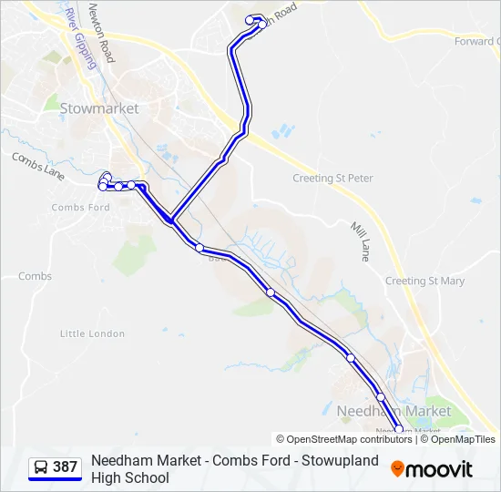 387 Bus Line Map