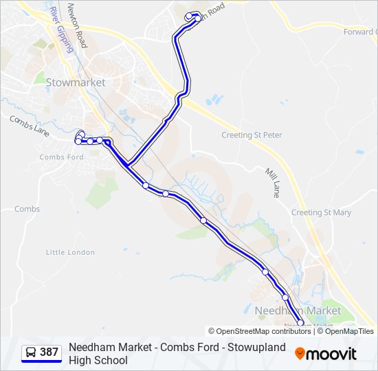 387 Bus Line Map