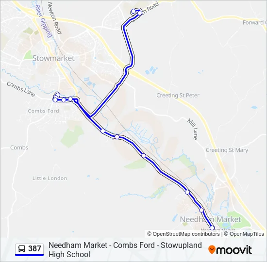 387 Bus Line Map