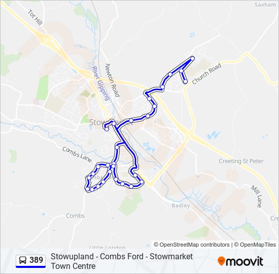 389 Bus Line Map