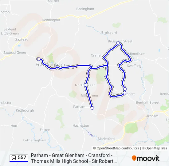 557 Bus Line Map