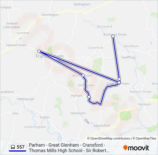 557 Bus Line Map