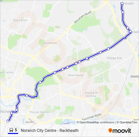5 Route: Schedules, Stops & Maps - Norwich City Centre (Updated)