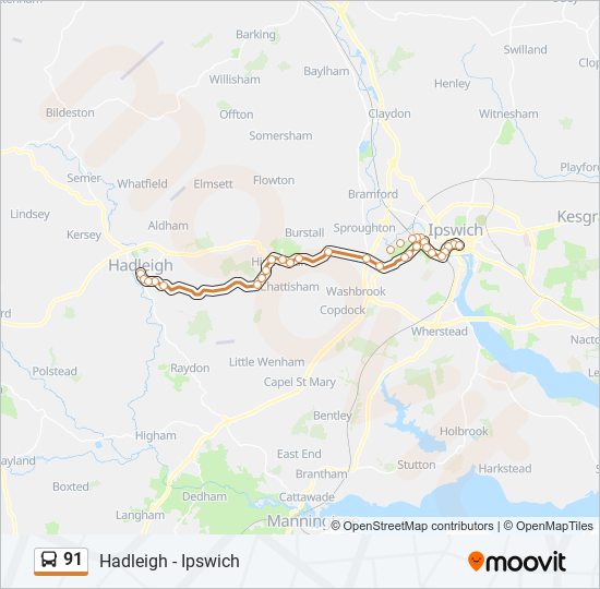 91 bus Line Map