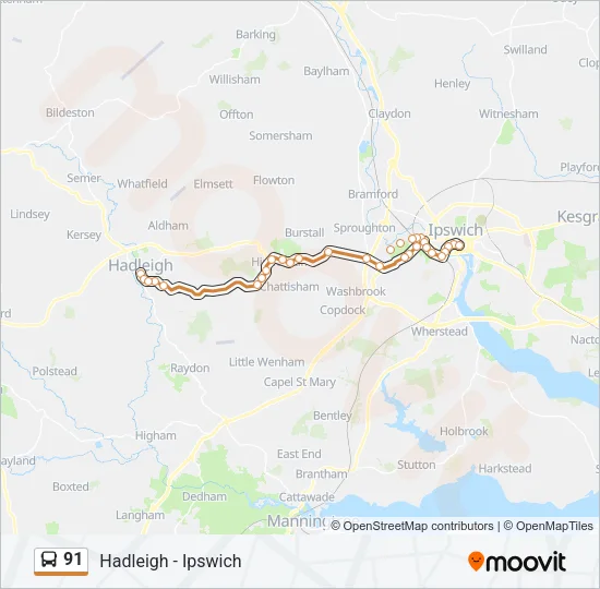 91 Bus Line Map
