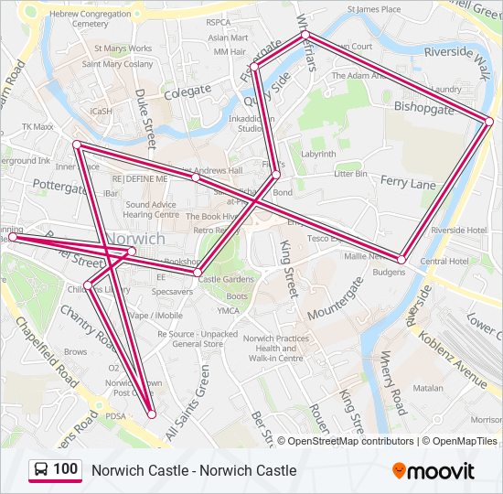 100 Bus Line Map
