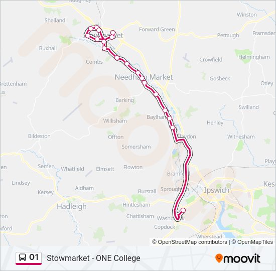 O1 Bus Line Map