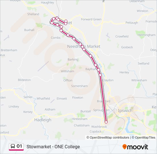 O1 Bus Line Map