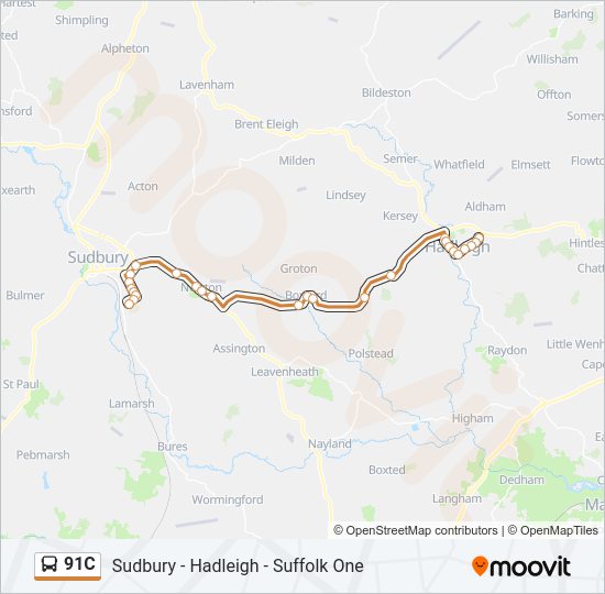 91C Bus Line Map