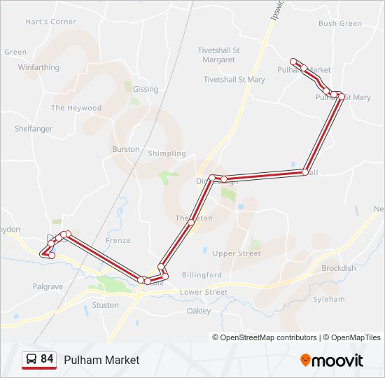 84 bus Line Map