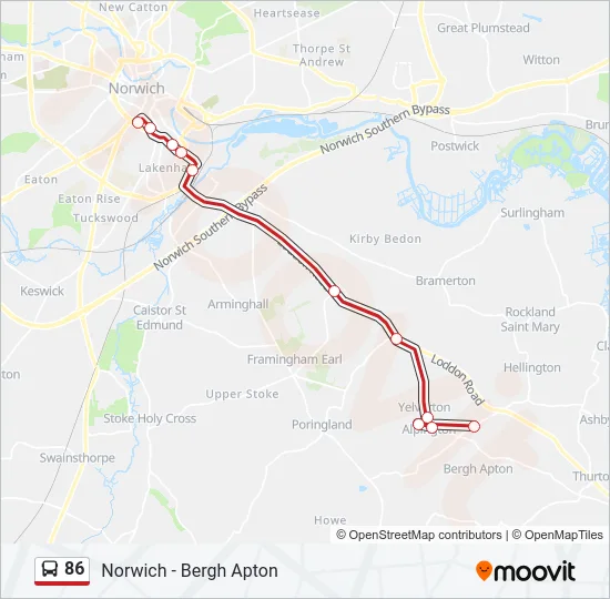 86 Bus Line Map