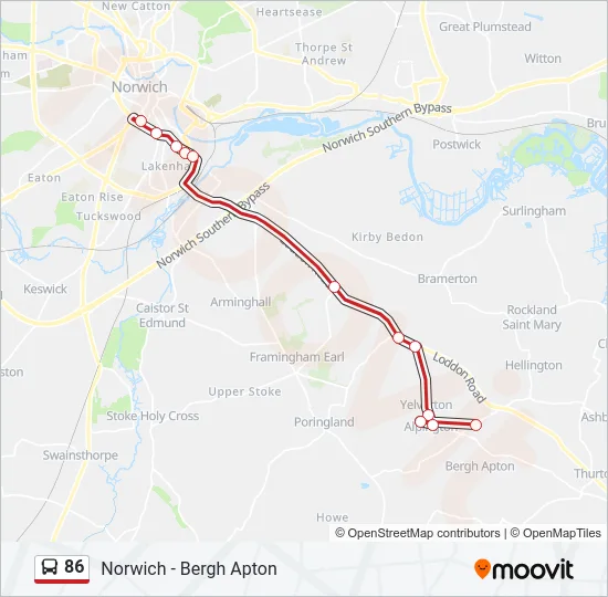 86 Bus Line Map