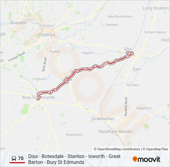 70 Bus Line Map