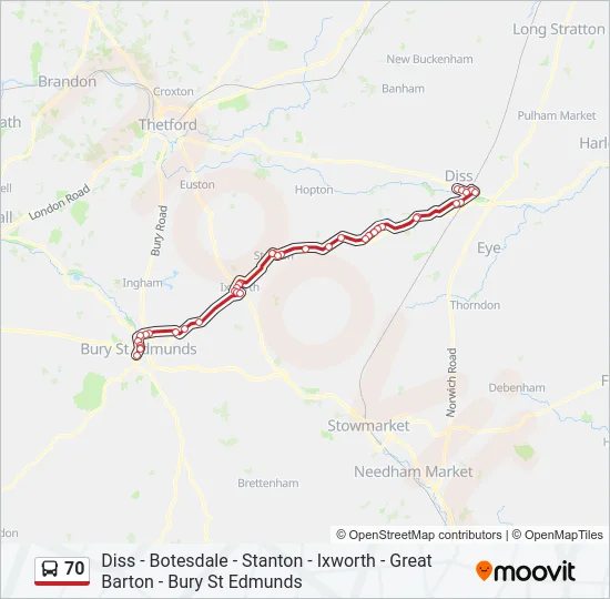 70 Bus Line Map