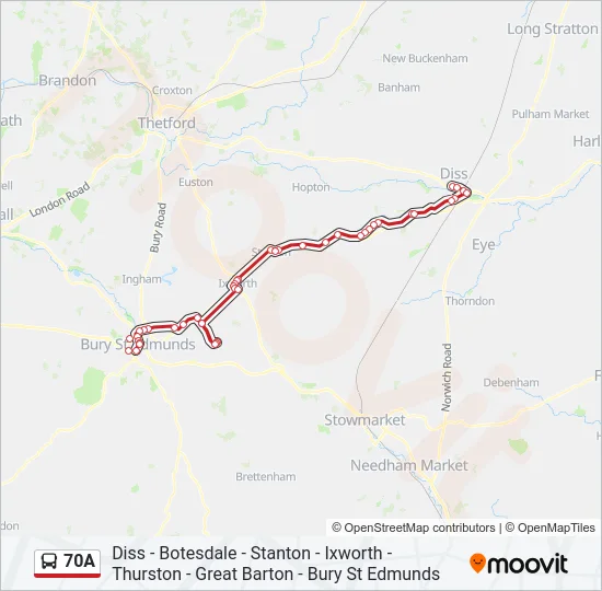 70A Bus Line Map