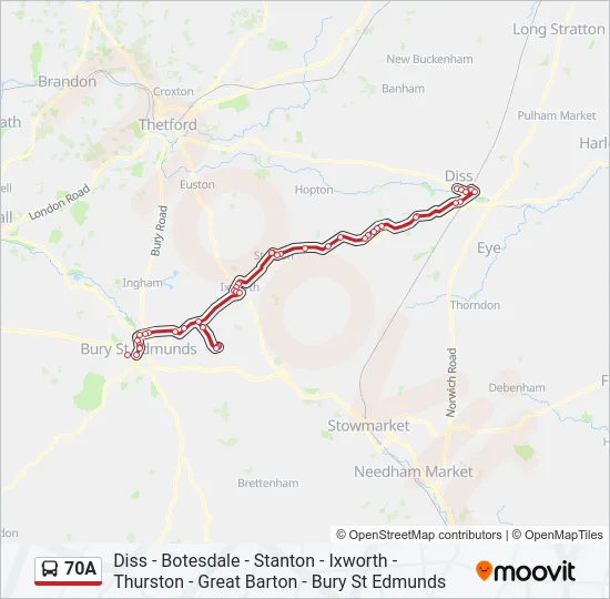 70A Bus Line Map