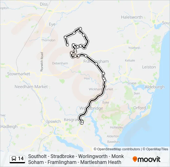 14 Bus Line Map