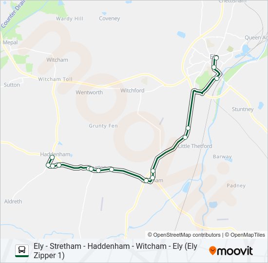 ELY ZIPPER 1 Bus Line Map