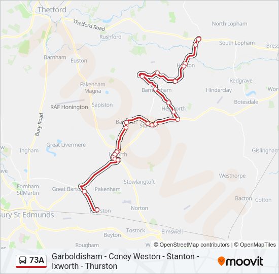 73A Bus Line Map