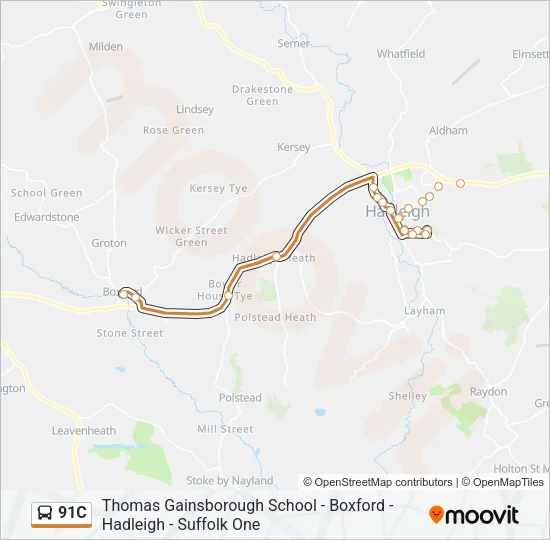 91C Bus Line Map
