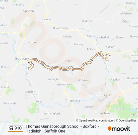 91C Bus Line Map