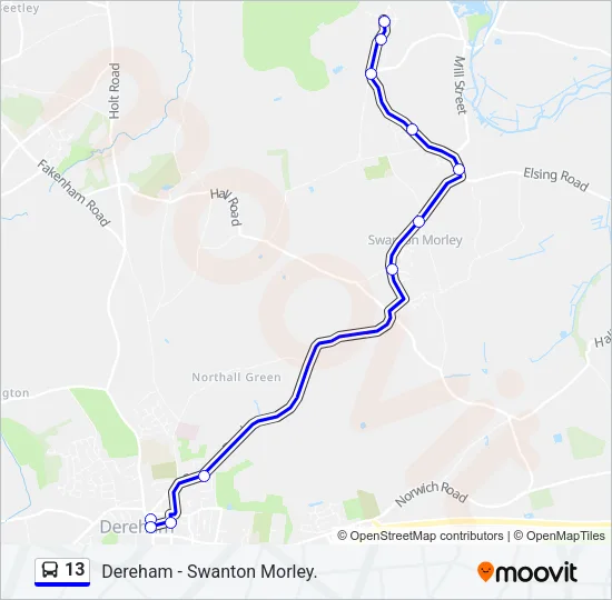 13 Bus Line Map