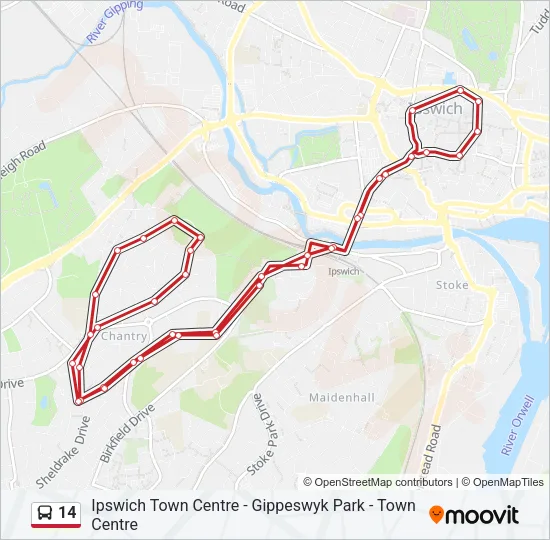 14 Bus Line Map