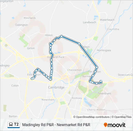 T2 Bus Line Map