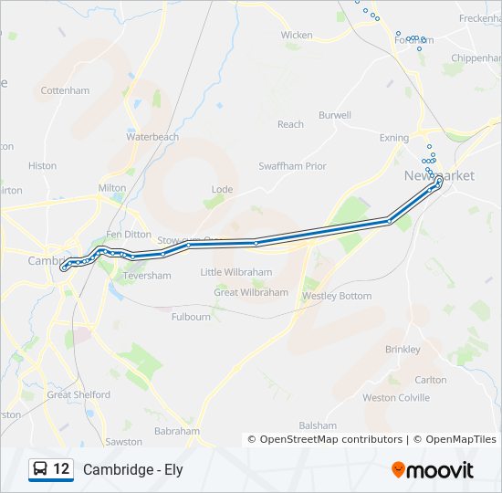 Bus 12 Route Map 12 Route: Schedules, Stops & Maps - Cambridge (Updated)