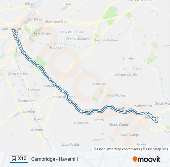 X13 bus Line Map