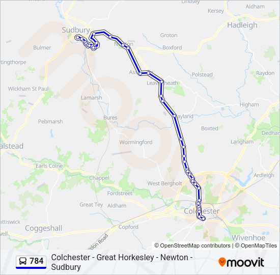 784 Bus Line Map