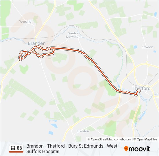 86 Bus Line Map