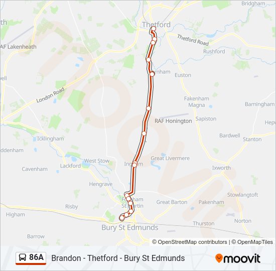 86A Bus Line Map