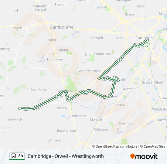 Bus 75 Route Map 75 Route: Schedules, Stops & Maps - Cambridge (Updated)