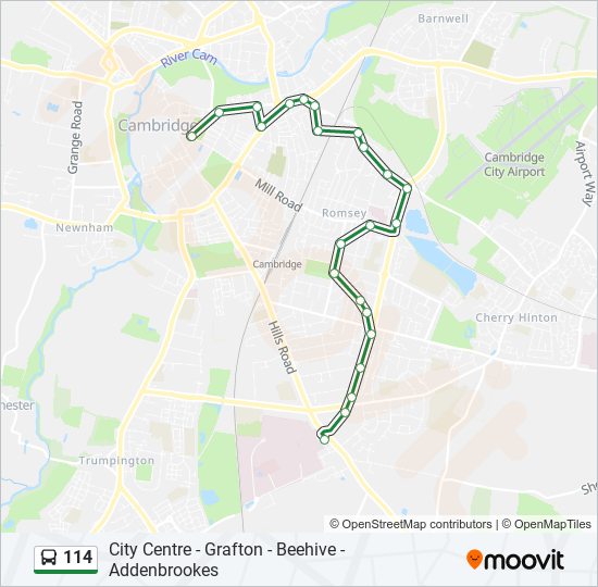 114 bus Line Map