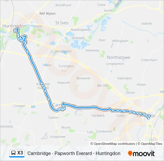 X3 Bus Line Map