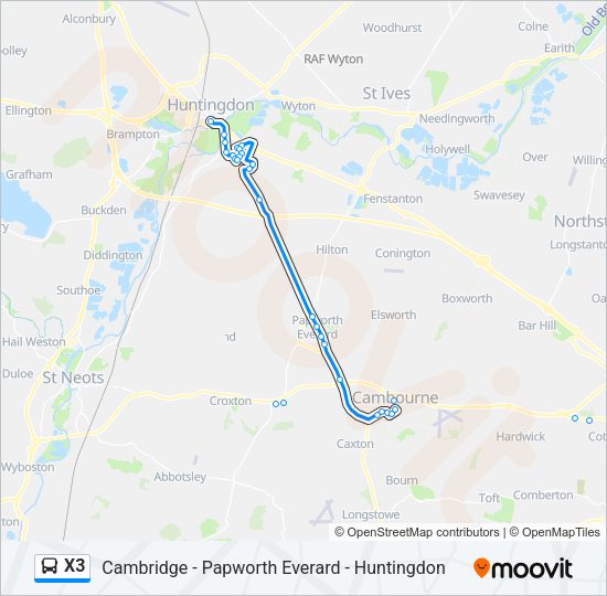 X3 Bus Line Map