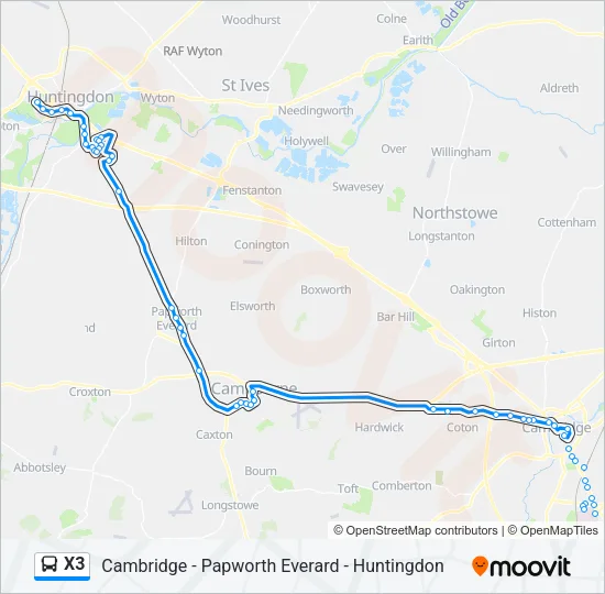 X3 Bus Line Map