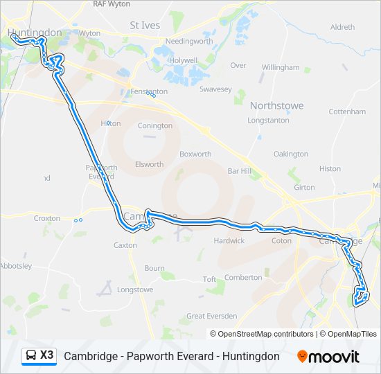 X3 Bus Line Map